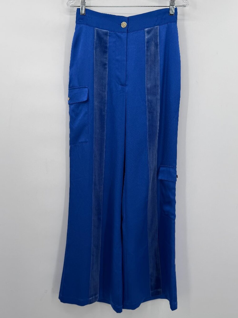 Emily McCarthy Cobalt Blue High Rise Wide Leg Cargo Pants Luxe Statement Women S